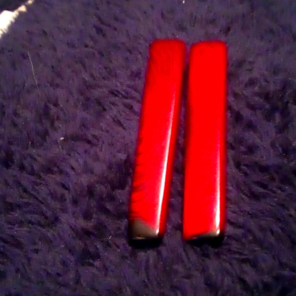 Cute red earrings with black accents and silver backs